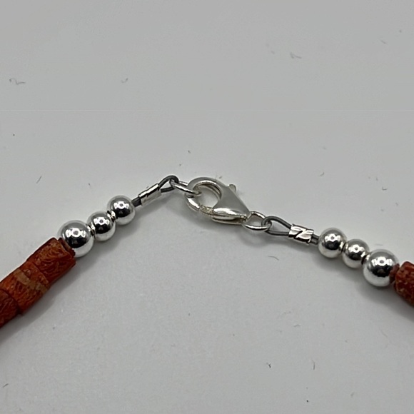 ARTISAN RED SPONGE CORAL, BAROQUE PEARL, & STERLING SILVER 18.5” NECKLACE - Picture 8 of 10